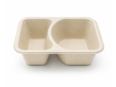 Np57 – Two Compartment Compostable Fiber Coated Tray